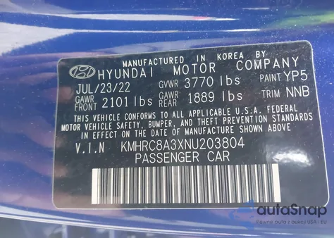 2022 Hyundai Venue Limited из США, поврежденный, VIN KMHRC8A3XNU203804
